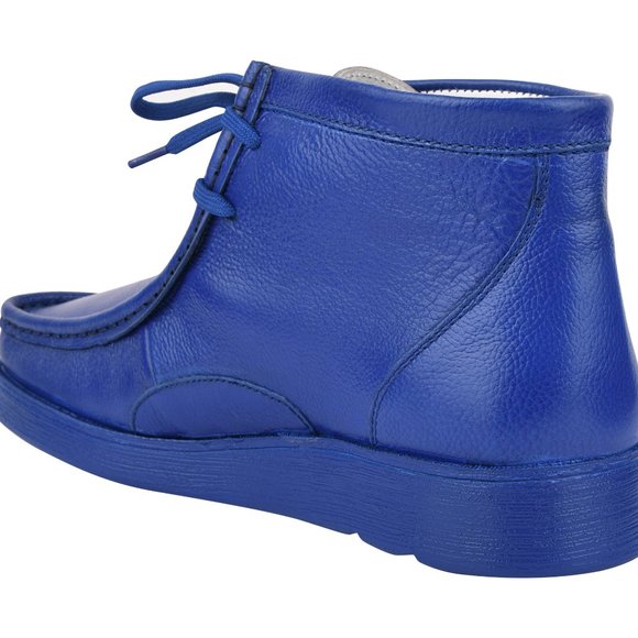 Hamara Joe Royal-Blue  LEATHER DESERT CHUKKA CASUAL BOOTS - Picture 4 of 9